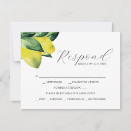 Tarjetas Lemon Amalfi Tile RSVP con opción de comi