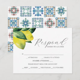 Tarjetas Lemon Amalfi Tile RSVP con opción de comi