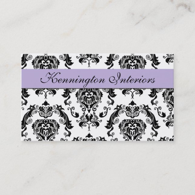 Tarjetas Lilac Lave Purple Black Damask Lace (Anverso)