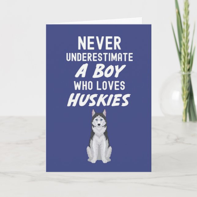 Tarjetas Lindas de Husky Azul Marino para Bebés Ni (Anverso)