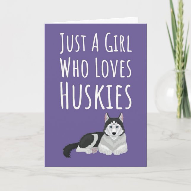 Tarjetas Lindas de Husky Siberiano Rosa para Niñas (Anverso)