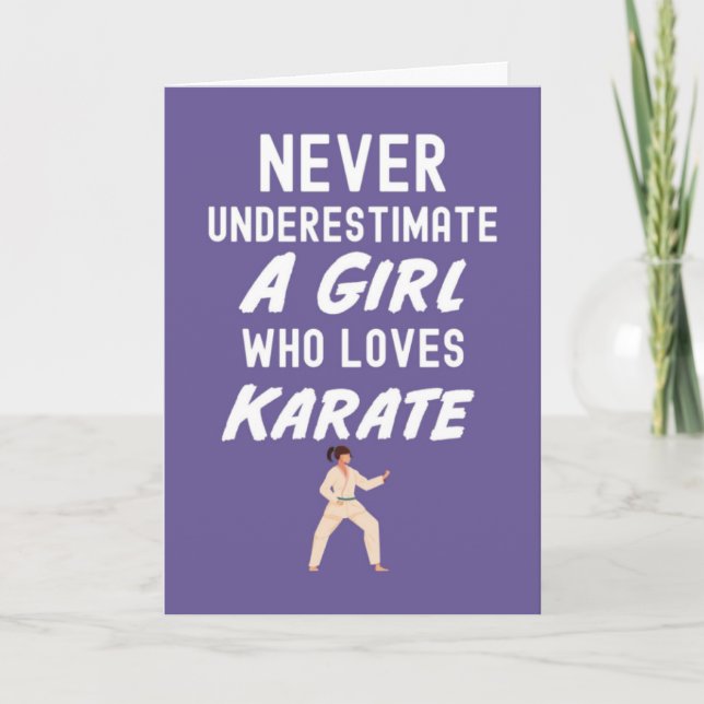 Tarjetas Lindas de Karate Rosa para Bebés Niñas Ju (Anverso)