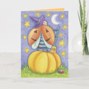 Tarjetas lindas de la mariquita de Halloween