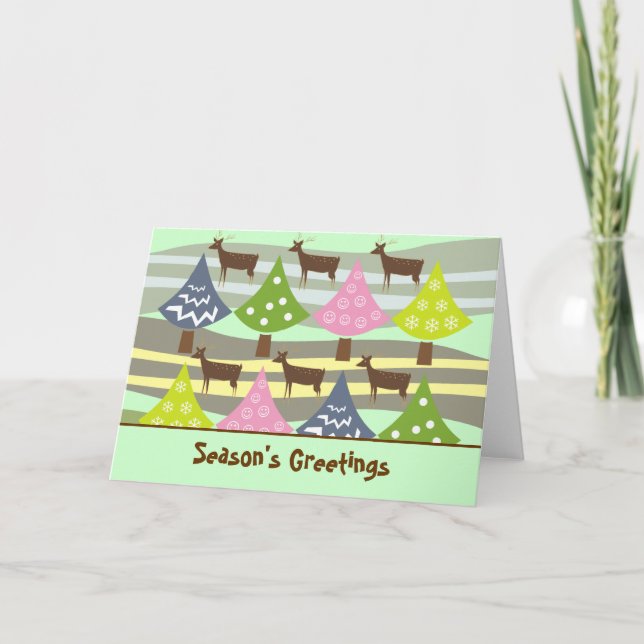 Tarjetas lindas de los árboles de navidad y de los (Anverso)