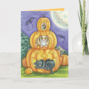 Tarjetas lindas del gato de Halloween