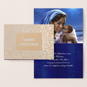 Tarjetas Madonna y Child Luxury Real Relieve metal
