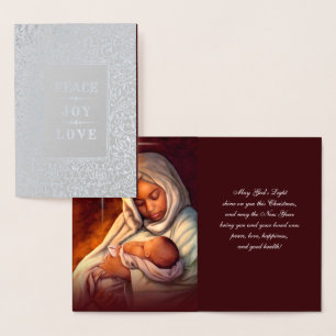 Tarjetas Madonna y Child Luxury Real Relieve metal