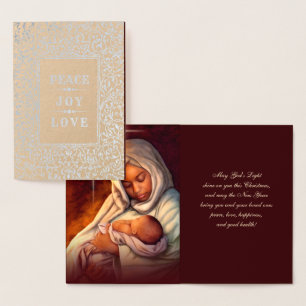 Tarjetas Madonna y Child Luxury Real Relieve metal