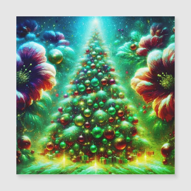Tarjetas Magnéticas de Árboles de Navidad Decorado (Anverso)