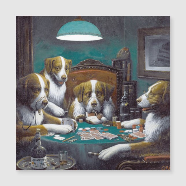 Tarjetas Magnéticas Perros Jugando Póquer (Anverso)