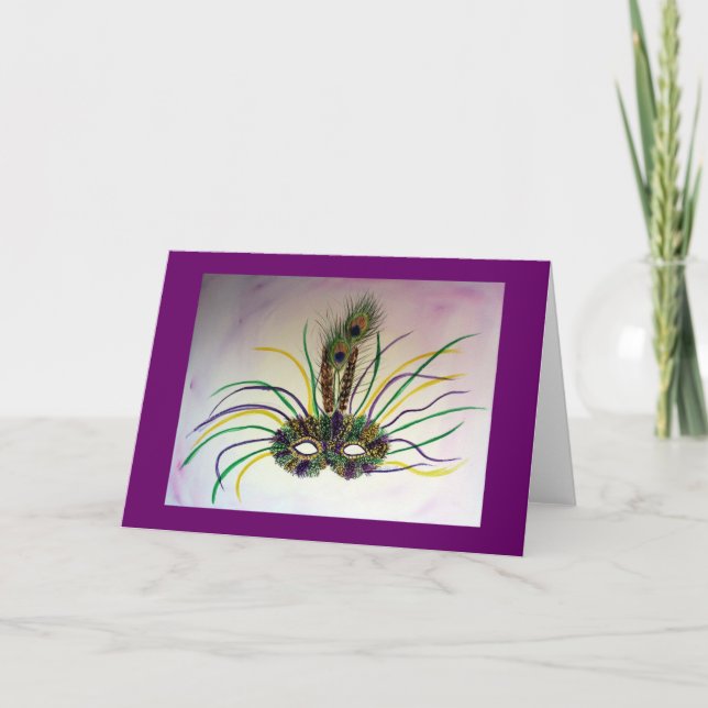 Tarjetas Mardi Gras Mask de saludo o Nota (Anverso)