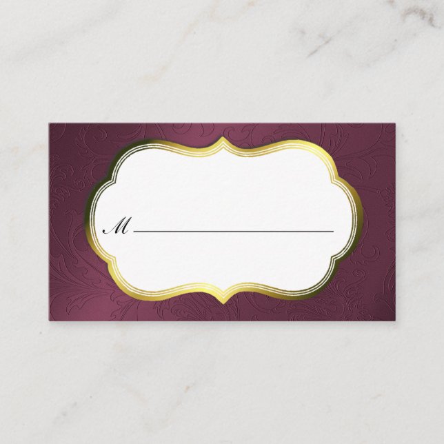 Tarjetas Maroon Damask Formal Place (Anverso)