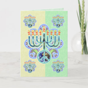 Tarjetas Menorah Chanukah Earth Peace