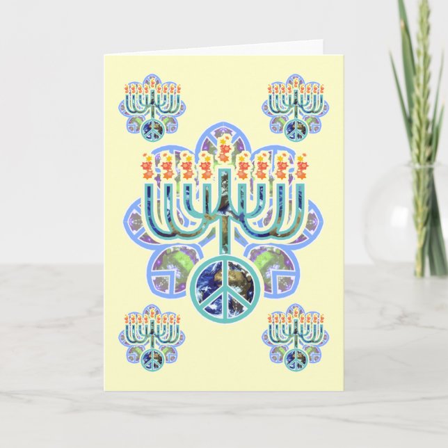 Tarjetas Menorah Earth Peace (Anverso)