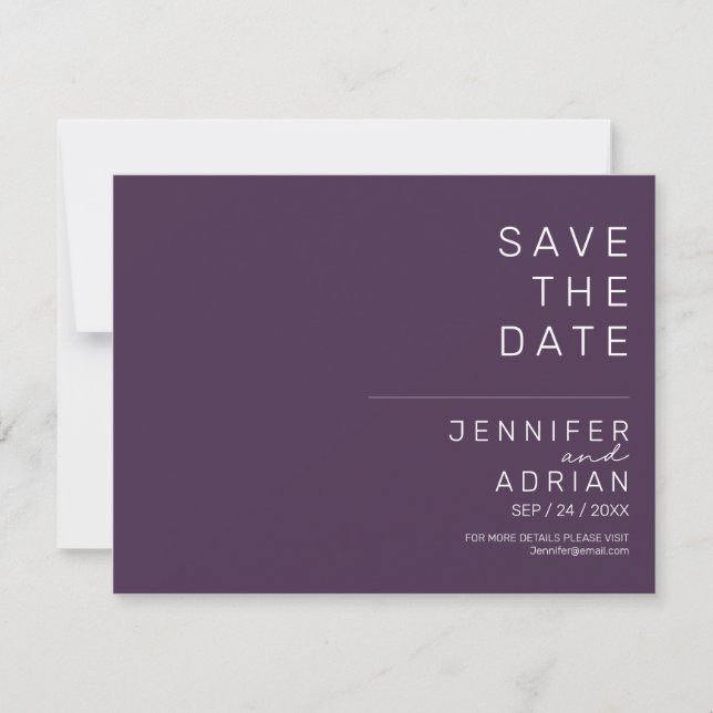 Tarjetas Mínimas de Ahorro de Fecha de Boda (Anverso)