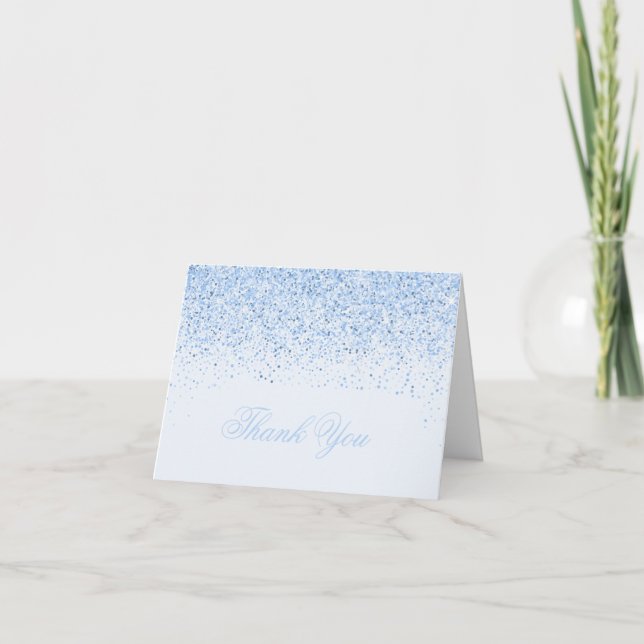 Tarjetas Modernas de Agradecimiento con Brillo Azu (Anverso)