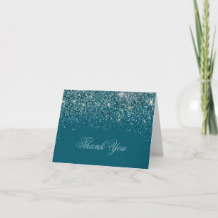 Tarjetas modernas de agradecimiento con brillo azu
