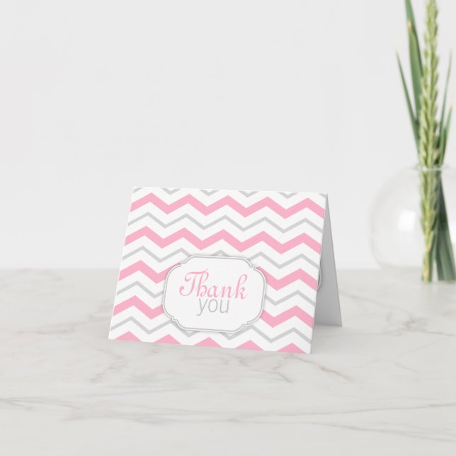 Tarjetas modernas de agradecimiento gris y rosa co (Anverso)