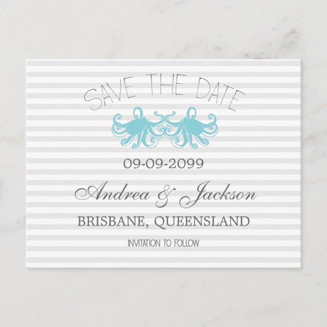 Tarjetas Modernas de Aviso de Fecha de Bodas en Pl (Anverso)