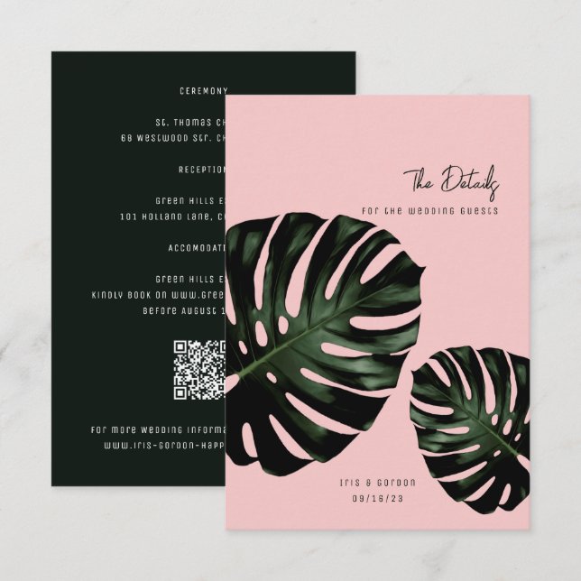 Tarjetas modernas de Boda tropical (Anverso / Reverso)
