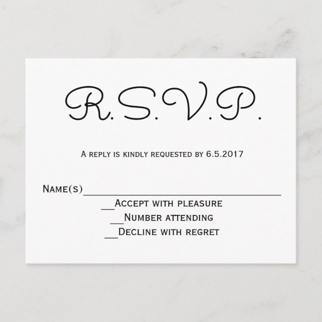 Tarjetas modernas de rsvp de bodas b&w (Anverso)