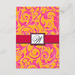 Tarjetas Monograma Damask Naranja y RSVP de boda R