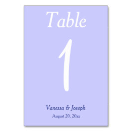 Tarjetas Nº de la tabla de Bodas blancos periwinkl