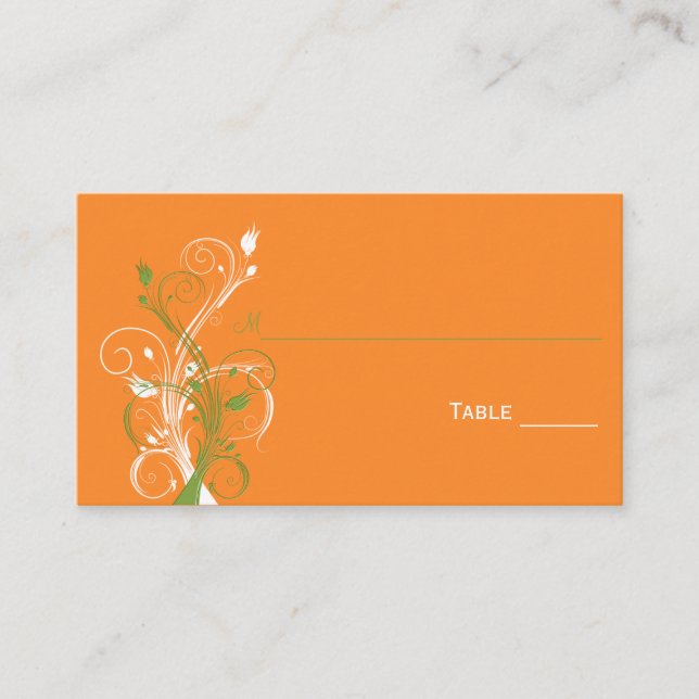 Tarjetas naranja, verde y floral blanca (Anverso)