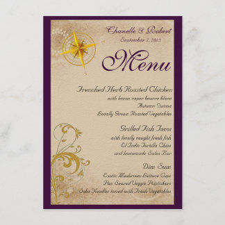 Tarjetas náuticas del menú del vintage