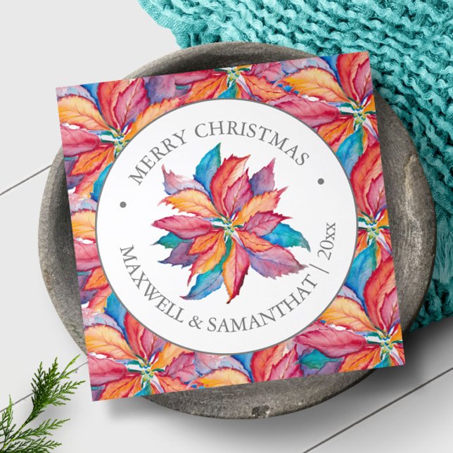 Tarjetas Navidades de fotos Personalizados únicas  (Customizable holiday greeting cards feature unique watercolor art and design by Victoria Grigalunas)