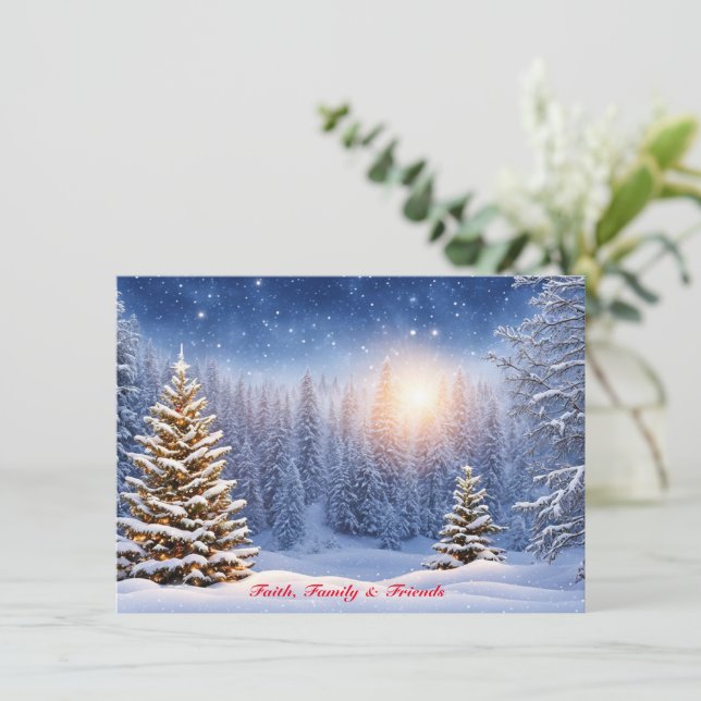 Tarjetas Navidades personalizadas Snowy Winterland (Anverso de pie)