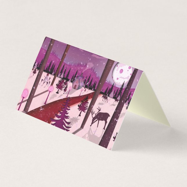 Tarjetas Navidades Purple Winter Scene 25 Pack (Anverso)