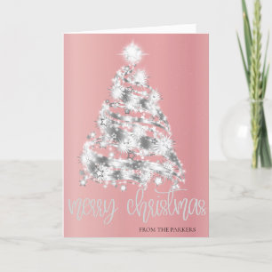 Tarjetas Navidades rosas   Elegante árbol de espár