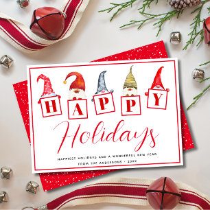 Tarjetas Navideñas Alegres Gnominos Señales Rojas