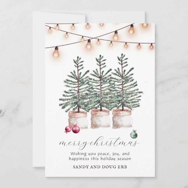 Tarjetas Navideñas de Árboles de Navidad Rústicos (Anverso)