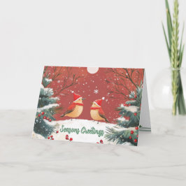 Tarjetas Navideñas de Aves con Sombreros Personali