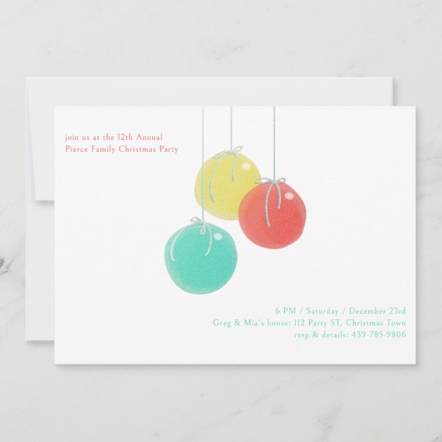 Tarjetas Navideñas de Bolas de Navidad Brillantes (Anverso)