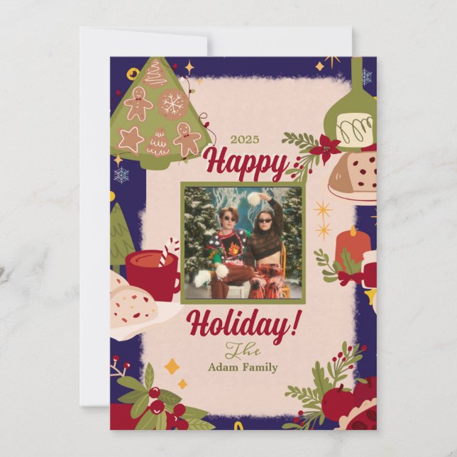 Tarjetas navideñas de festividad de la foto de Hol (Anverso)