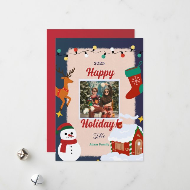 Tarjetas navideñas de festividades con fotos navid (Anverso/Reverso In Situ)