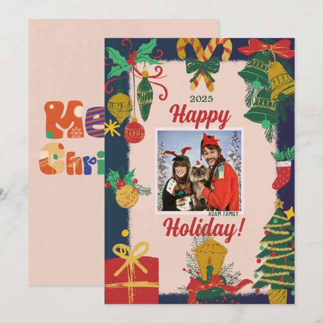 Tarjetas navideñas de festividades con fotos navid (Anverso / Reverso)