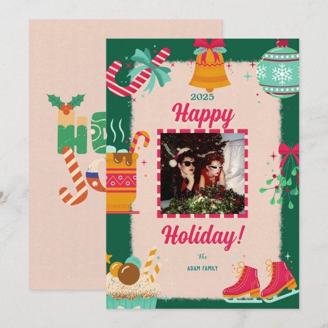 Tarjetas navideñas de festividades con fotos navid (Anverso / Reverso)