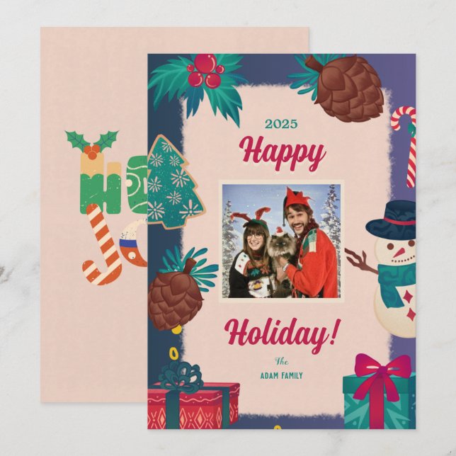 Tarjetas navideñas de festividades con fotos navid (Anverso / Reverso)