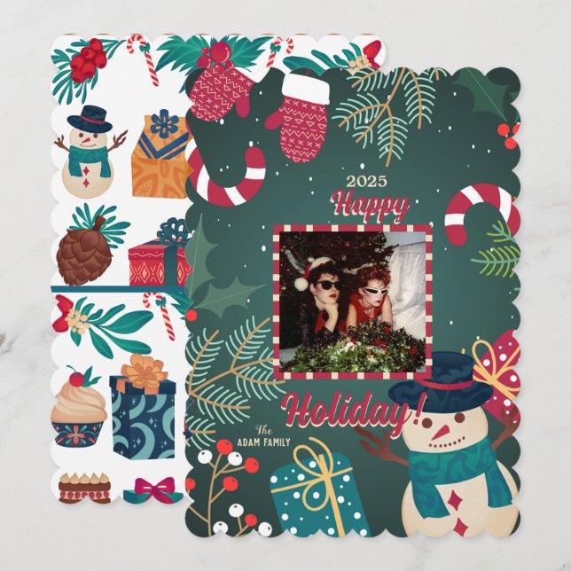 Tarjetas navideñas de festividades con fotos navid (Anverso / Reverso)