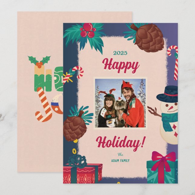 Tarjetas navideñas de festividades con fotos navid (Anverso / Reverso)