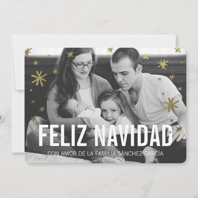 Tarjetas Navideñas de Foto el | Nieve de Oro (Anverso)