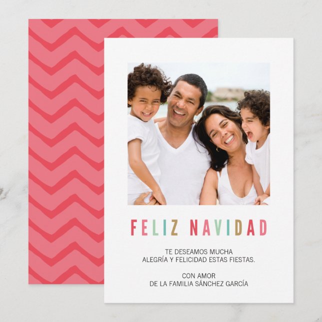 Tarjetas Navideñas de Foto | Saludos Coloridos (Anverso / Reverso)