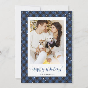 Tarjetas navideñas de fotos de nieve azul en búfal