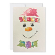 Tarjetas Navideñas de Muñeco de Nieve en Acuarela