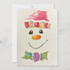 Tarjetas Navideñas de Muñeco de Nieve en Acuarela