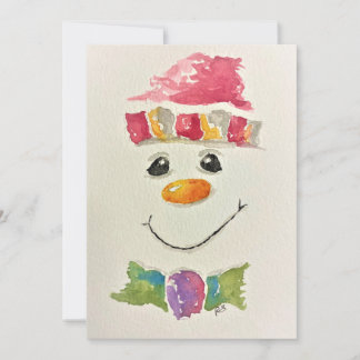 Tarjetas Navideñas de Muñeco de Nieve en Acuarela